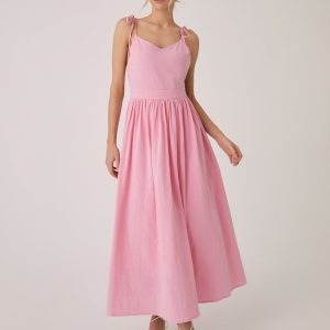 Cotton & Linen Backless Long Dress - Y2K Aesthetic Maxi Dress for Effortless Style