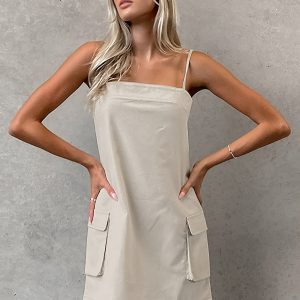 Cotton & Linen Pocket Cami Dress - Y2K Aesthetic Casual Summer Outfit for Effortless Style