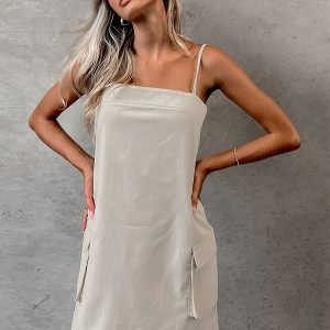 Cotton & Linen Pocket Cami Dress - Y2K Aesthetic Casual Summer Outfit for Effortless Style