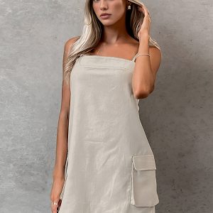 Cotton & Linen Pocket Cami Dress - Y2K Aesthetic Casual Summer Outfit for Effortless Style