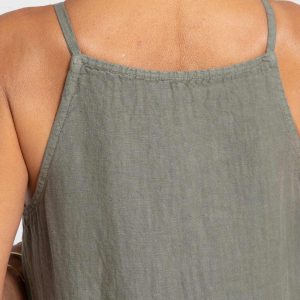 Cotton Linen Slit Cami Dress - Y2K Aesthetic Summer Essential for Effortless Style