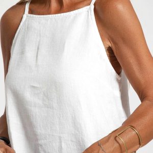 Cotton Linen Slit Cami Dress - Y2K Aesthetic Summer Essential for Effortless Style