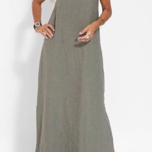 Cotton Linen Slit Cami Dress - Y2K Aesthetic Summer Essential for Effortless Style