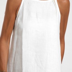 Cotton Linen Slit Cami Dress - Y2K Aesthetic Summer Essential for Effortless Style