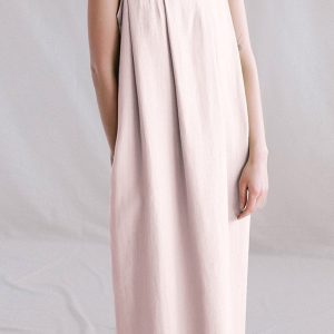 Cotton Linen Solid Tank Dress - Y2K Aesthetic Casual Summer Dress for Effortless Style