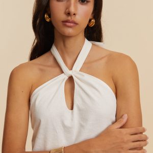 Cotton & Linen Y2K Aesthetic Backless Halter Dress for Effortless Summer Style