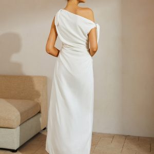 Cotton & Linen Y2K Aesthetic Knotted Strap Long Dress for Effortless Style