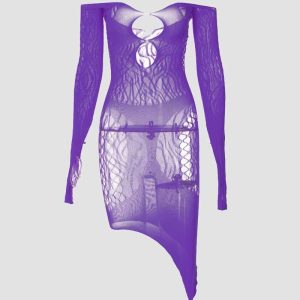 Coven Sisters Y2K Off Shoulder Cut Out Dress - Coquette Aesthetic Fashion Statement