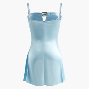 Cowl Neck Satin Bodycon Dress - Y2K Fashion Essential for Chic Aesthetic Outfits