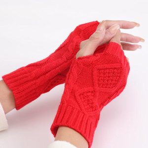 Cozy 9-Color Jacquard Knitting Gloves for Y2K Fashion and Aesthetic Outfits