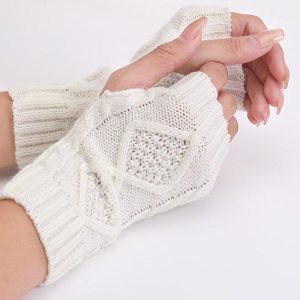 Cozy 9-Color Jacquard Knitting Gloves for Y2K Fashion and Aesthetic Outfits