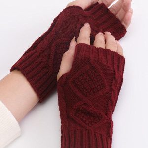 Cozy 9-Color Jacquard Knitting Gloves for Y2K Fashion and Aesthetic Outfits