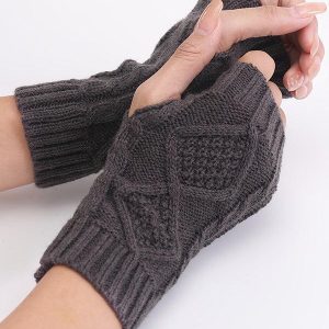 Cozy 9-Color Jacquard Knitting Gloves for Y2K Fashion and Aesthetic Outfits