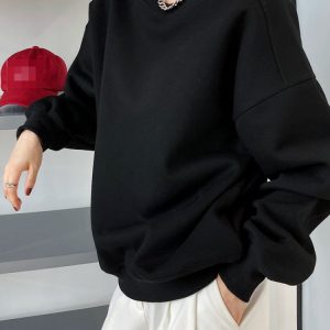 Cozy Alcinia Loose Thick Sweater for Y2K Aesthetic and Grunge Style Outfits