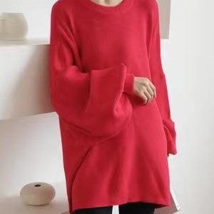 Cozy Batwing Sleeve Solid Color Sweater Top for Y2K and Grunge Aesthetic Lovers