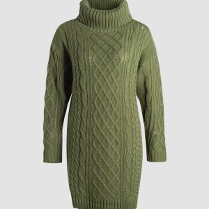 Cozy Cable Knit Dress for Y2K Fashion Lovers - Perfect for Aesthetic Outfits and Fall Style