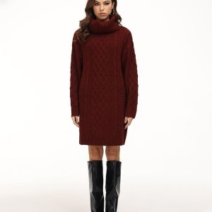 Cozy Cable Knit Dress for Y2K Fashion Lovers - Perfect for Aesthetic Outfits and Fall Style