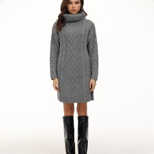 Cozy Cable Knit Dress for Y2K Fashion Lovers - Perfect for Aesthetic Outfits and Fall Style