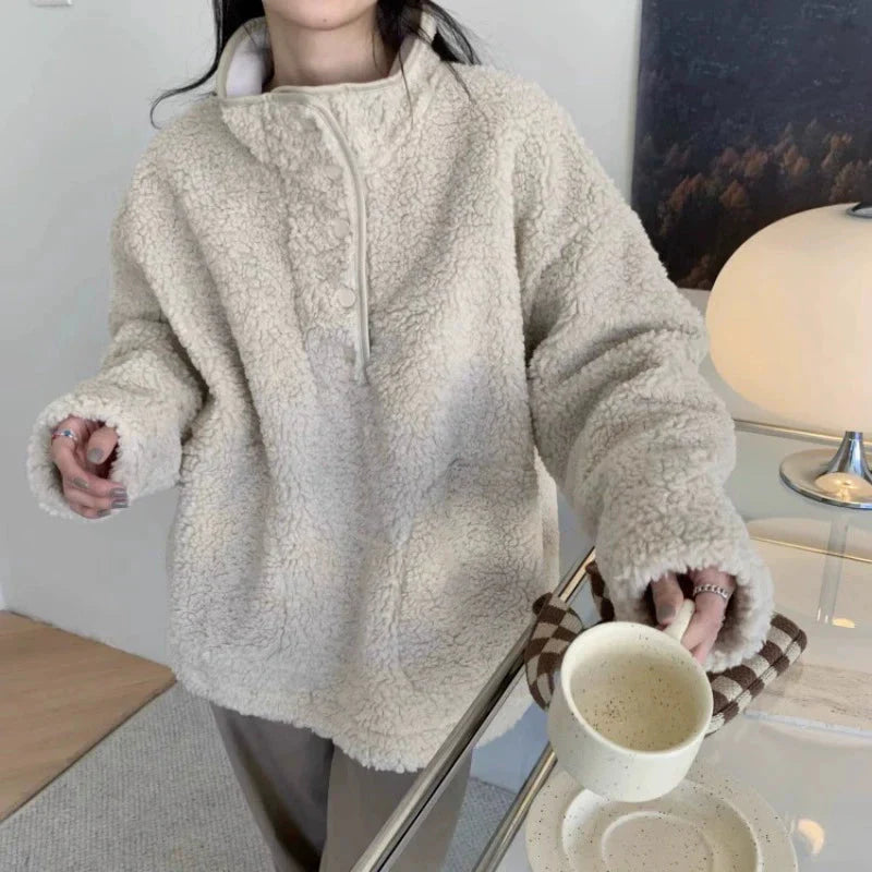 Cozy Jessica Oversized Y2K Fur Sweatshirt for Comfy Grunge Aesthetic Outfits