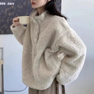 Cozy Jessica Oversized Y2K Fur Sweatshirt for Comfy Grunge Aesthetic Outfits