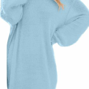 Cozy Long Sleeve Plush Dress for Y2K Aesthetic and Grunge Style Outfits