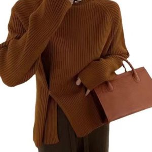 Cozy Loose Buttoned Turtleneck Sweater for Y2K Aesthetic and Grunge Style Outfits