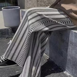 Cozy Loose Jacquard Knitted Thick Wool Pants for Y2K Aesthetic and Grunge Style Outfits