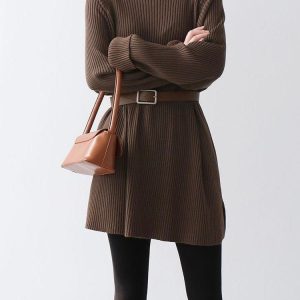 Cozy Loose Knitted Dress for Y2K Fashion Lovers - Perfect for Aesthetic Outfits