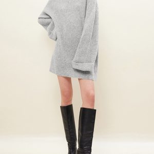 Cozy Oversized Wool Blend Sweater Dress for Y2K Aesthetic and Grunge Style