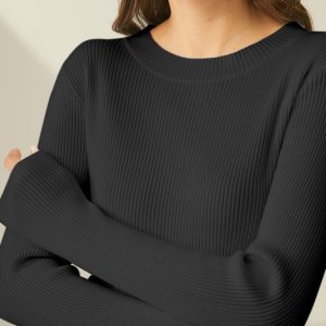 Cozy Ribbed Crewneck Sweater Dress for Y2K Aesthetic and Grunge Style Outfits