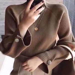 Cozy Solid Color High-Neck Sweater for Y2K Fashion and Aesthetic Outfits