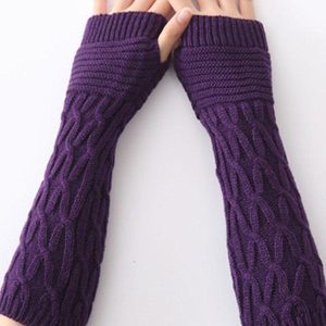 Cozy Solid Color Jacquard Knitted Sleevelet for Y2K Fashion and Aesthetic Outfits