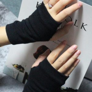 Cozy Solid Color Knitting Gloves for Y2K Aesthetic and Grunge Style Outfits