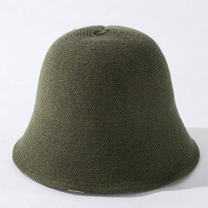 Cozy Solid Knitting Bucket Hat for Y2K Aesthetic and Grunge Style Outfits