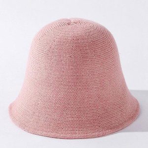 Cozy Solid Knitting Bucket Hat for Y2K Aesthetic and Grunge Style Outfits