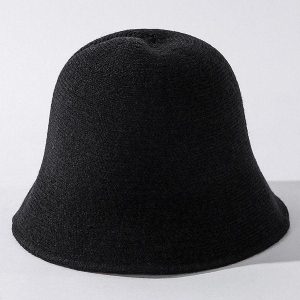 Cozy Solid Knitting Bucket Hat for Y2K Aesthetic and Grunge Style Outfits