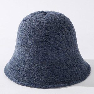 Cozy Solid Knitting Bucket Hat for Y2K Aesthetic and Grunge Style Outfits