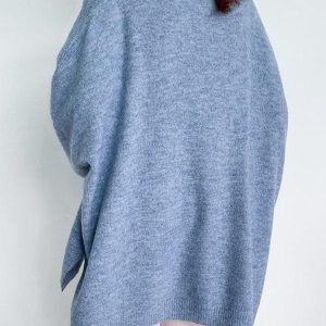 Cozy Stretch Mohair-Blend Balloon Sleeve Sweater Top - Y2K Aesthetic Solid Knit Top