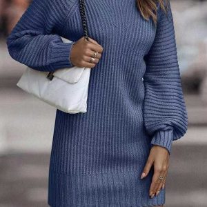 Cozy Turtleneck Solid Sweater Dress for Y2K Aesthetic and Grunge Style Outfits