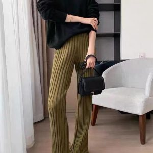 Cozy Y2K Knitted Trousers for Comfy Aesthetic Outfits and Grunge Style Looks