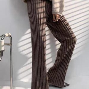 Cozy Y2K Knitted Trousers for Comfy Aesthetic Outfits and Grunge Style Looks