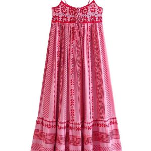 Crochet Patchwork Tassel Cami Dress - Y2K Aesthetic Boho Style for Trendy Outfits