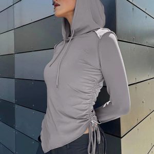 Cropped Asymmetrical Hoodie for Women - Slim Fit Sexy Bodycon Pullover, Casual Autumn Fashion 2023