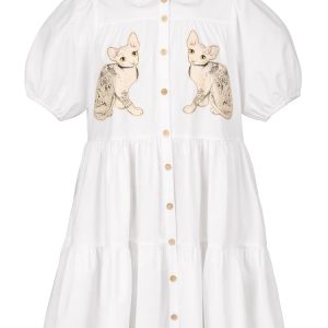 Cute Y2K Baby Cat Doll Dress with Loose Puff Sleeves for Coquette Aesthetic Style