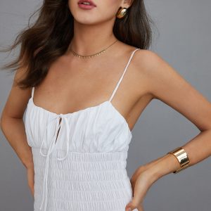 Cutout Tie Front Pleated Midi Dress - Y2K Aesthetic Cami for Trendy Summer Outfits