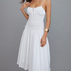 Cutout Tie Front Pleated Midi Dress - Y2K Aesthetic Cami for Trendy Summer Outfits