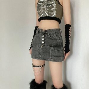 Cyber Y2K Skeleton Crop Top: Edgy Grunge Aesthetic for Bold Summer Outfits