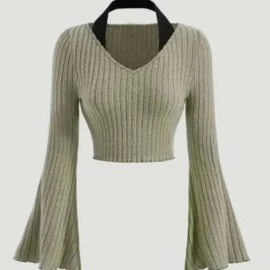 Daisha Flare Sleeve Top - Y2K Aesthetic Cute Top for Coquette and Grunge Styles