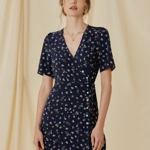 Daisy Promises Y2K Floral Wrap Dress - Cute Coquette Aesthetic for Effortless Style