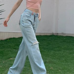 Danika Y2K Loose Jeans - Trendy Grunge Style with Vintage Aesthetic Appeal